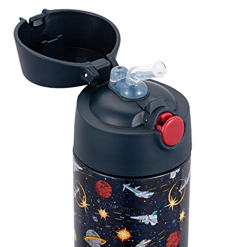 Snug Insulated Kids Water Bottle with Straw & Spout – Double-Wall Stainless Steel, Leakproof, Easy-Flip Lid – For School, Travel, Toddlers & Big Kids - Space Wars, 12oz - Image 3