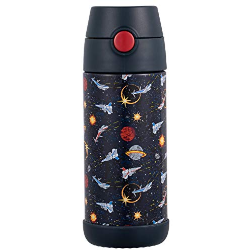 Snug Insulated Kids Water Bottle with Straw & Spout – Double-Wall Stainless Steel, Leakproof, Easy-Flip Lid – For School, Travel, Toddlers & Big Kids - Space Wars, 12oz - Image 2