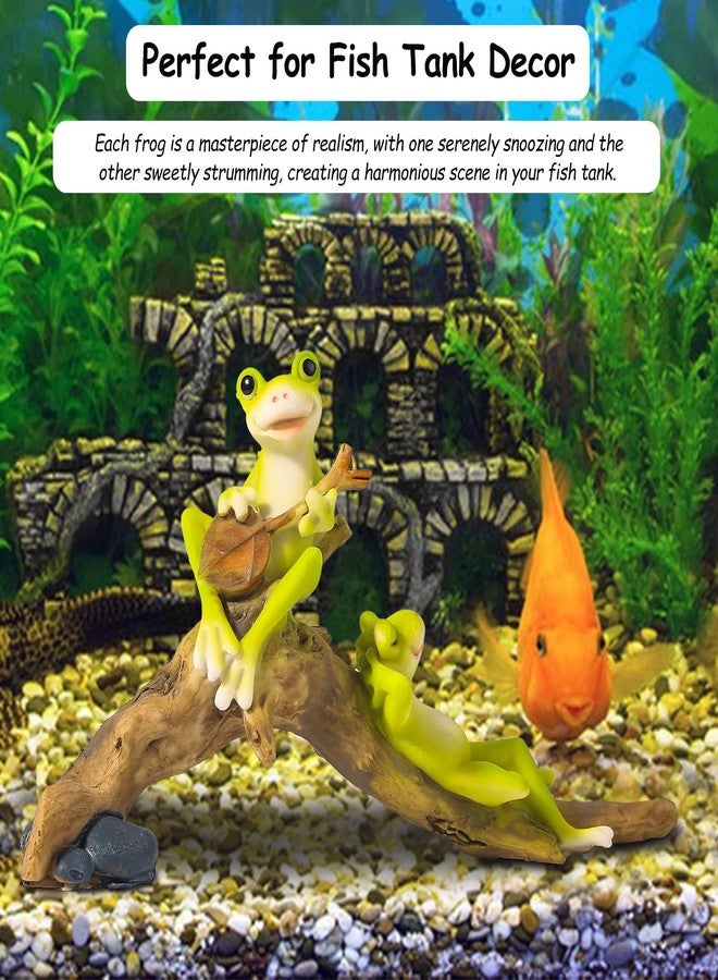 qumHmup Resin Frog Aquarium Ornament with Musical & Relaxing Frogs on Branches - Perfect for Fish Tank Decor - Image 4