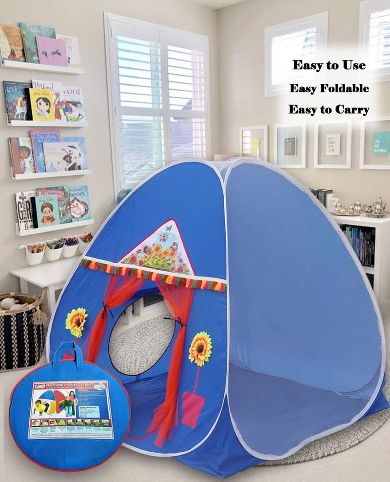 HOMECUTE Foldable Popup Big/Jumbo Size Play Tent House for Kids,Outdoor & Indoor Use, 3 Year to 12 Years 110 x 110 x 120 cm (Big Size Blue) - Image 3