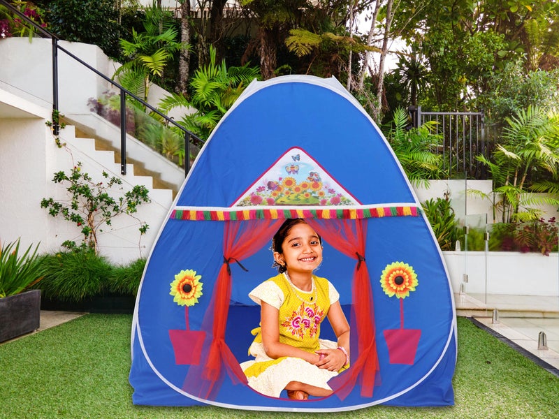 HOMECUTE Foldable Popup Big/Jumbo Size Play Tent House for Kids,Outdoor & Indoor Use, 3 Year to 12 Years 110 x 110 x 120 cm (Big Size Blue) - Image 4