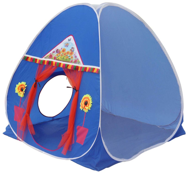 HOMECUTE Foldable Popup Big/Jumbo Size Play Tent House for Kids,Outdoor & Indoor Use, 3 Year to 12 Years 110 x 110 x 120 cm (Big Size Blue) - Image 1