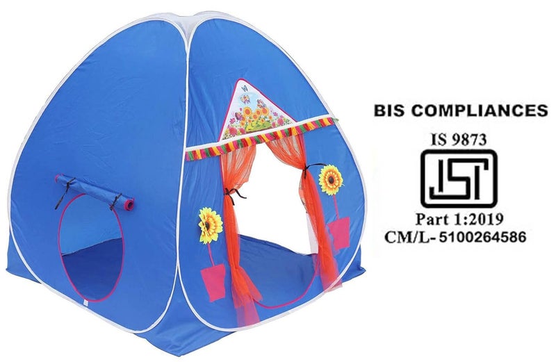 HOMECUTE Foldable Popup Big/Jumbo Size Play Tent House for Kids,Outdoor & Indoor Use, 3 Year to 12 Years 110 x 110 x 120 cm (Big Size Blue) - Image 2