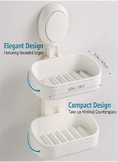 E COMMERCE  BAG Double layer Soap Holder Suction Soap Dish Bathroom Soap organizer Toilet Soap Rack Shower Organizer Soap Holder For Kitchen Shower Caddy Bathroom and Kitchen Organization High Quality Soap Tray White Soap Holder  - Image 2