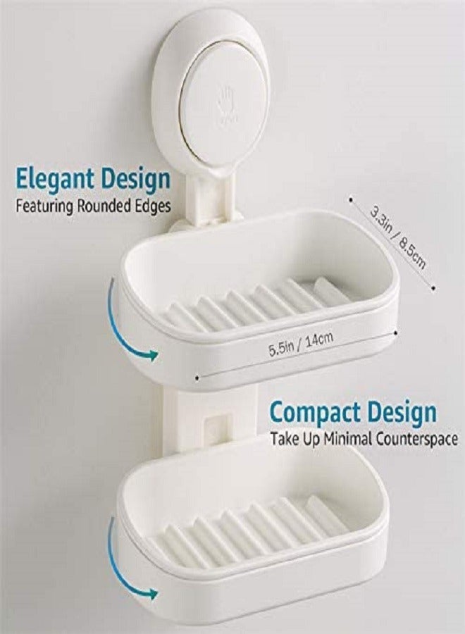E COMMERCE  BAG Double layer Soap Holder Suction Soap Dish Bathroom Soap Organizer Toilet Soap Rack Shower Caddy  Organizer Soap Holder For Kitchen Shower Caddy Bathroom and Kitchen Organization High Quality Soap Tray White Soap Holder For Toilet Basin Soap Holder Skin Soap Dish  - Image 2