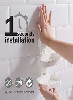 E COMMERCE  BAG Double layer Soap Holder Suction Soap Dish Bathroom Soap organizer Toilet Soap Rack Shower Organizer Soap Holder For Kitchen Shower Caddy Bathroom and Kitchen Organization High Quality Soap Tray White Soap Holder  - Image 4