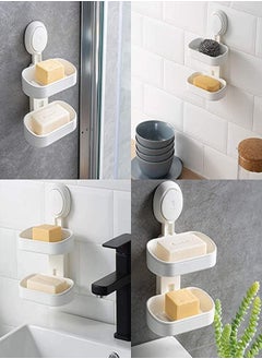 E COMMERCE  BAG Double layer Soap Holder Suction Soap Dish Bathroom Soap organizer Toilet Soap Rack Shower Organizer Soap Holder For Kitchen Shower Caddy Bathroom and Kitchen Organization High Quality Soap Tray White Soap Holder  - Image 3