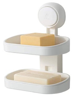 E COMMERCE  BAG Double layer Soap Holder Suction Soap Dish Bathroom Soap organizer Toilet Soap Rack Shower Organizer Soap Holder For Kitchen Shower Caddy Bathroom and Kitchen Organization High Quality Soap Tray White Soap Holder  - Image 1