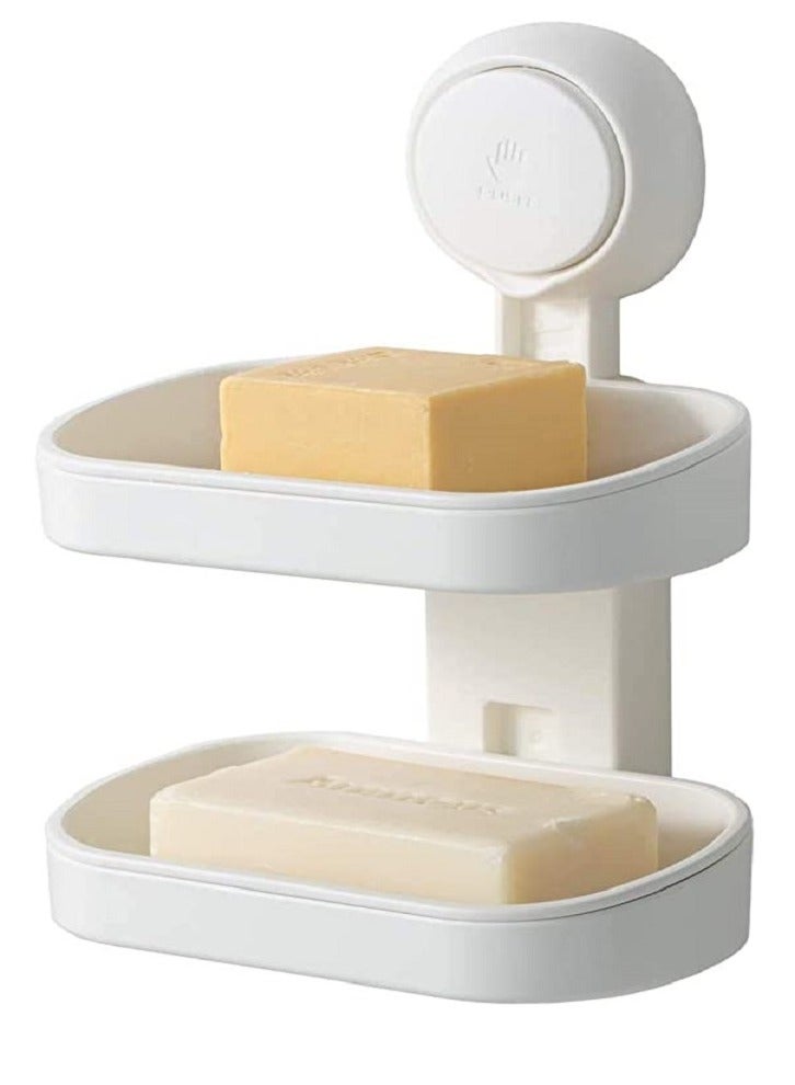 E COMMERCE  BAG Double layer Soap Holder Suction Soap Dish Bathroom Soap Organizer Toilet Soap Rack Shower Caddy  Organizer Soap Holder For Kitchen Shower Caddy Bathroom and Kitchen Organization High Quality Soap Tray White Soap Holder For Toilet Basin Soap Holder Skin Soap Dish  - Image 1