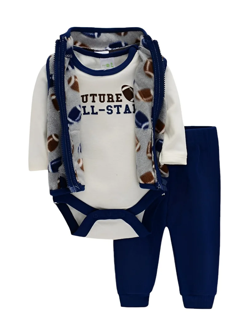 بمبىمىشى بودي سوت بأكمام طويلة وطبعة نجوم مع سحاب وبيجامة - متعدد الألوان