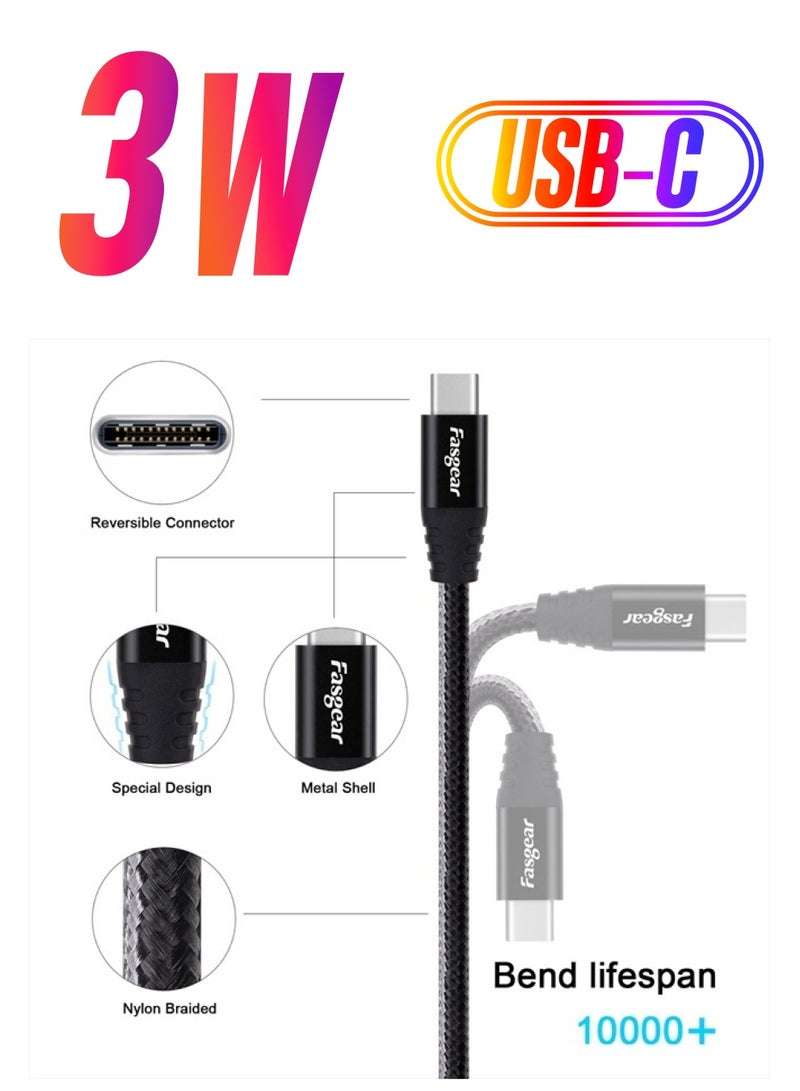 Fasgear USB C to Micro USB Cable 30cm Nylon Braided Type C to Micro USB Cord Compatible with Galaxy S7/S6, HTC One/10 and More (Black, 1ft) - Image 1