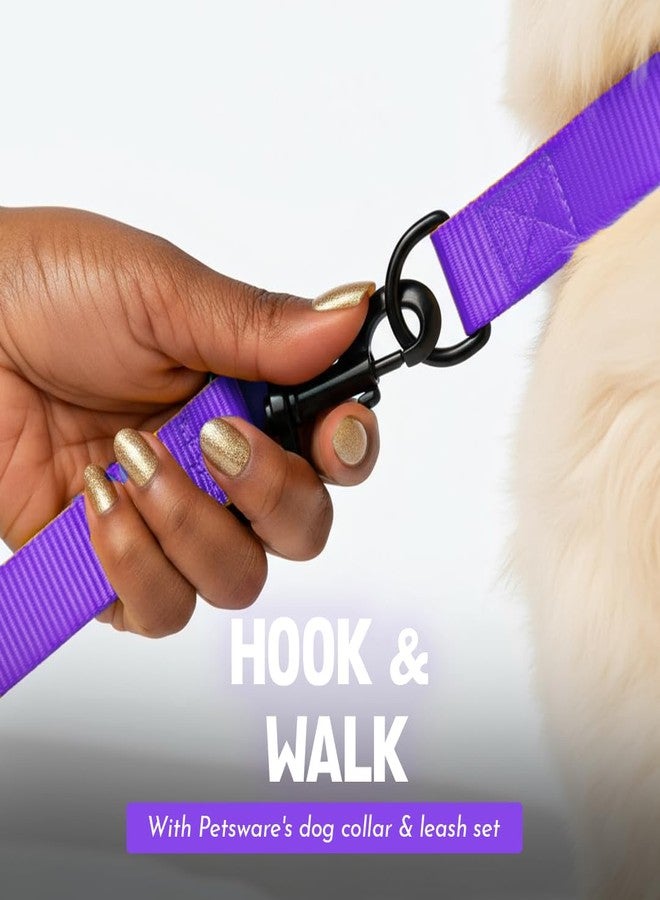 PETSWARE طوق رقبة للكلاب من النايلون من PETSWARE للكلاب المتوسطة إلى الكبيرة من جميع السلالات - مقاس قابل للتعديل، مشبك ملون وحلقة معدنية سوداء على شكل حرف D (العرض 25 مم، الطول 39 سم - 56 سم) (بنفسجي) - Image 5