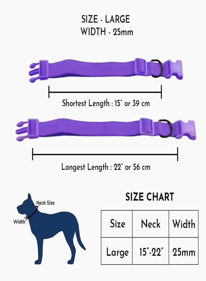 PETSWARE طوق رقبة للكلاب من النايلون من PETSWARE للكلاب المتوسطة إلى الكبيرة من جميع السلالات - مقاس قابل للتعديل، مشبك ملون وحلقة معدنية سوداء على شكل حرف D (العرض 25 مم، الطول 39 سم - 56 سم) (بنفسجي) - Image 3