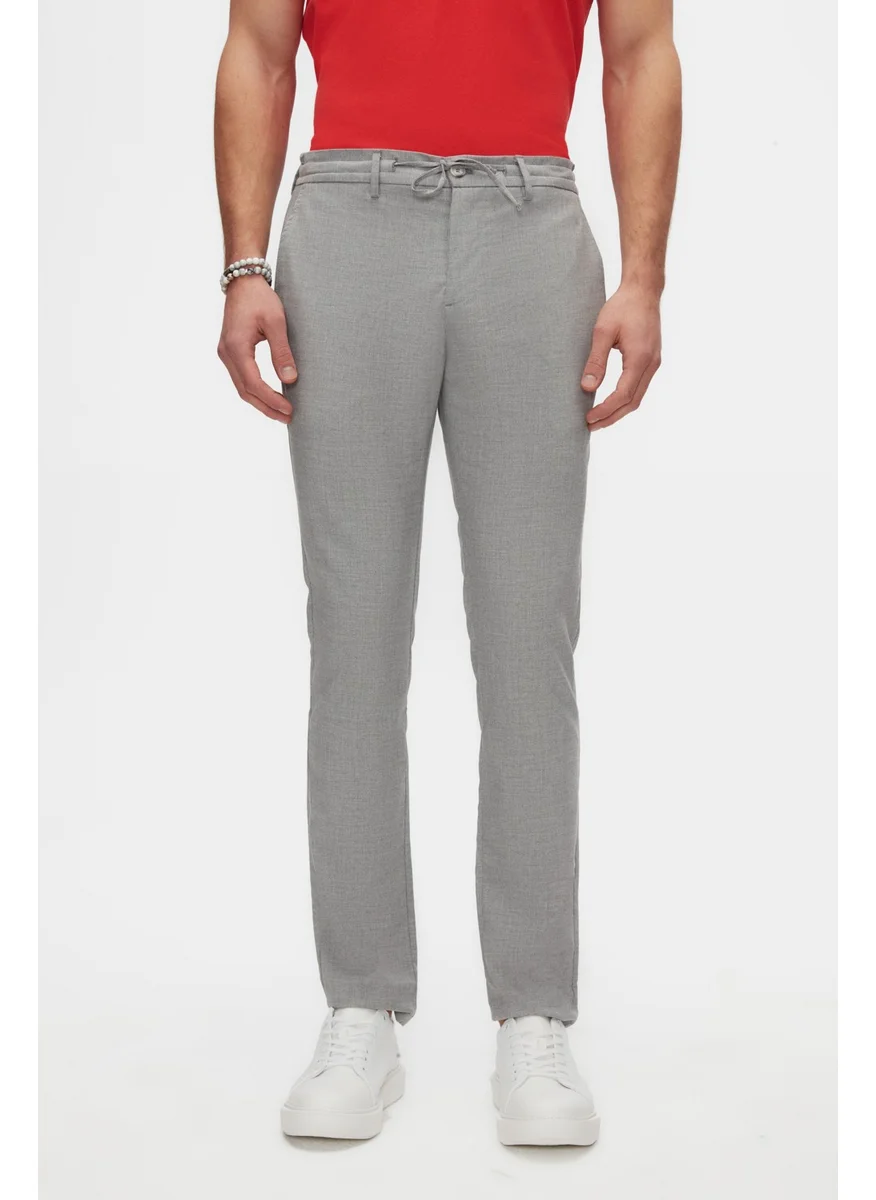D'S DAMAT Slim Fit Gray Elastic Waist Laced Zippered Lycra Comfortable Jogger Pants 2HC03ORTJGR01