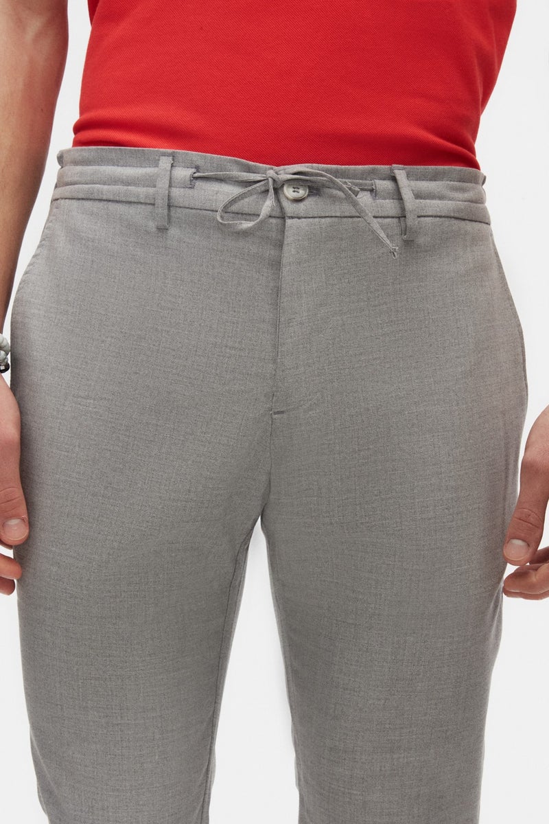 D'S DAMAT Slim Fit Gray Elastic Waist Laced Zippered Lycra Comfortable Jogger Pants 2HC03ORTJGR01  - Image 3