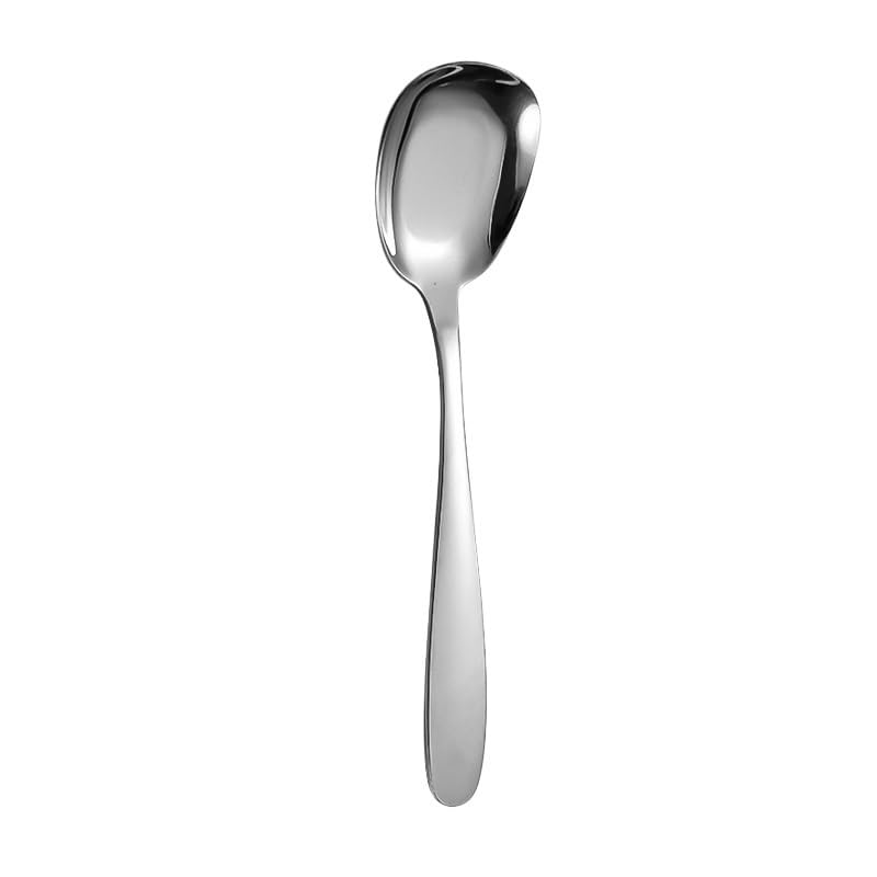 6 Piece Stainless Steel Flatware Set Silver Heavy Duty Flat Bottom Spoons - Image 2