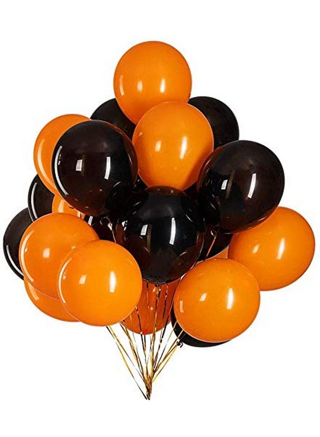 هونج كونج بالونز بالونات هونج كونج 100 قطعة من زينة جمجمة الهالوين بالونات ذات طابع أسود وبرتقالي مستلزمات زينة حفلات الهالوين بالونات - Image 2