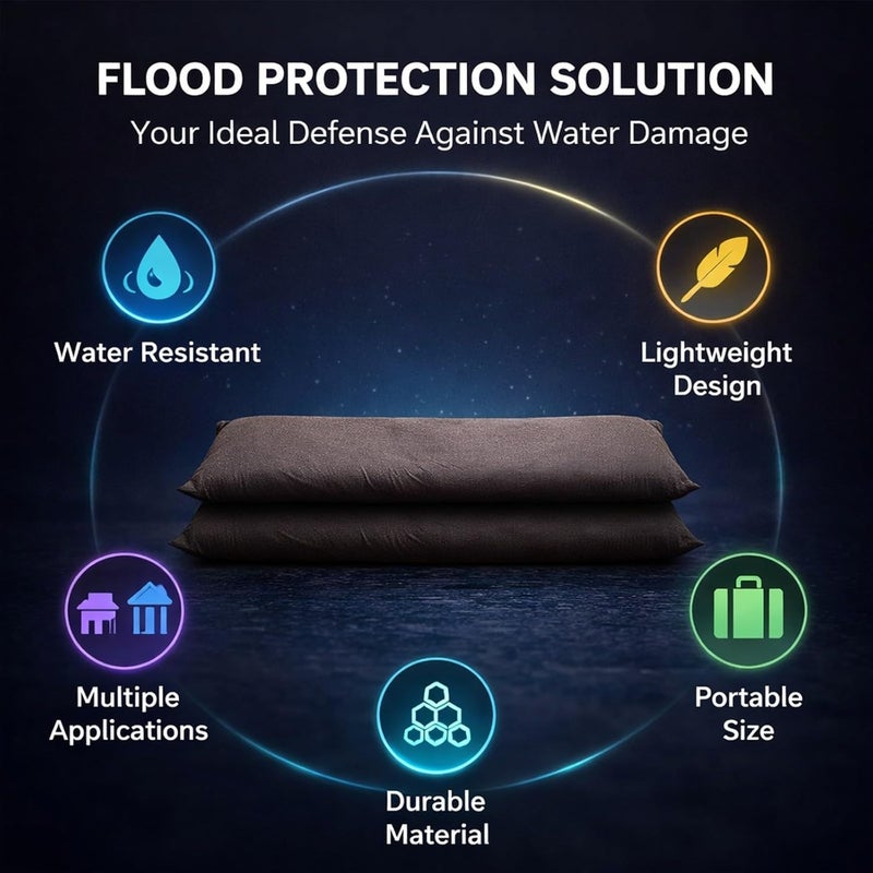 Sandless Sand Bags Flood Water Barriers, 10PCS Polyester 9.8x19.7in with Drawstring - Reusable Waterproof Lining, Durable Flood Prevention for Basement and Garage (Coffee) - Image 4