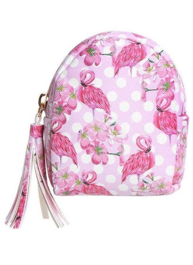 NIBEMINENT Flamingo And Flowers Print Coin Purses Pink/White/Gold  - Image 1
