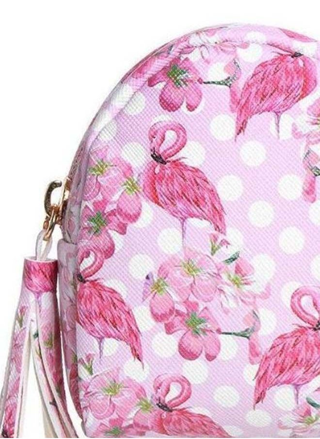 NIBEMINENT Flamingo And Flowers Print Coin Purses Pink/White/Gold  - Image 3