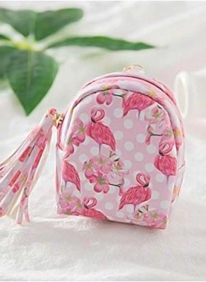 NIBEMINENT Flamingo And Flowers Print Coin Purses Pink/White/Gold  - Image 2