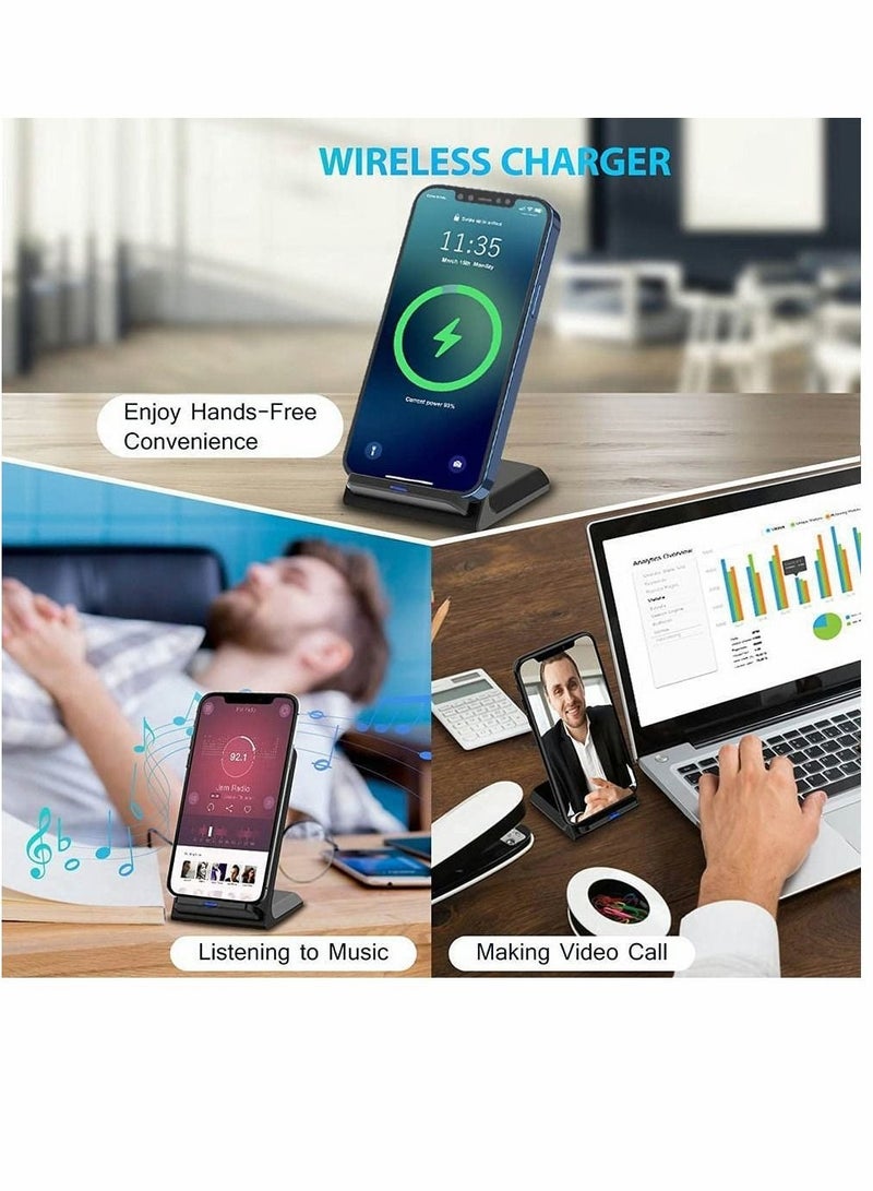 Captaintech 20W Fast Wireless Charging Stand, Compatible with Apple iPhone 12 13 11/11 12 13 Pro/X/XR/XS/8 Upright 15W Wireless Charge Docks, for Samsung Galaxy S22/S21/S20/S9/Note 20 10 9 - Image 2