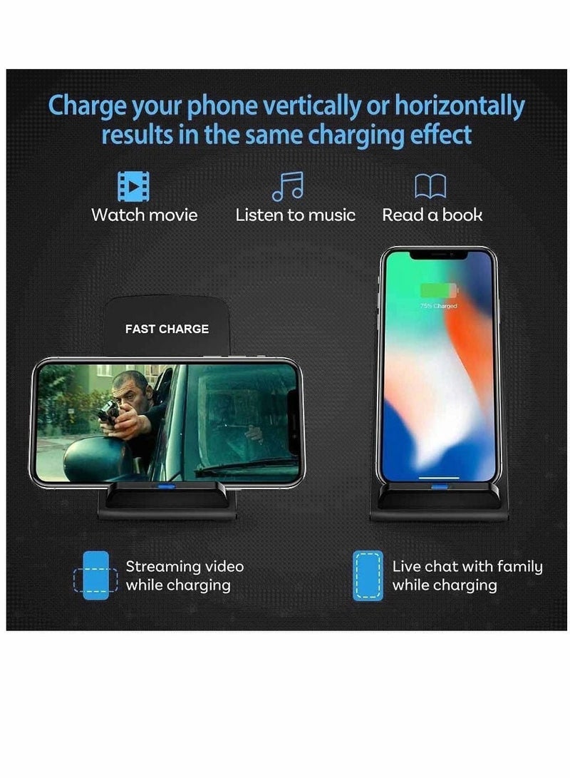 Captaintech 20W Fast Wireless Charging Stand, Compatible with Apple iPhone 12 13 11/11 12 13 Pro/X/XR/XS/8 Upright 15W Wireless Charge Docks, for Samsung Galaxy S22/S21/S20/S9/Note 20 10 9 - Image 3