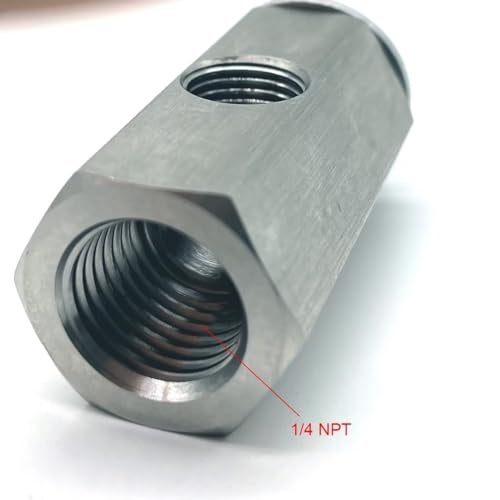 Larlansz Stainless Steel 1/4 NPT Female to 1/4 NPT Male with 1/8 NPT Port Oil Pressure Sensor Tee adapter Use to add oil pressure gauge and Turbo Supply Feed Line - Image 4