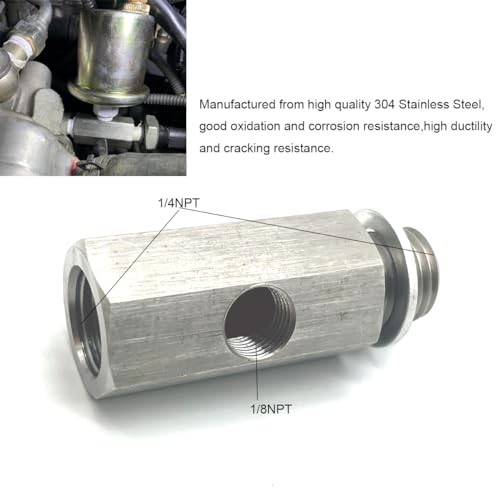 Larlansz Stainless Steel 1/4 NPT Female to 1/4 NPT Male with 1/8 NPT Port Oil Pressure Sensor Tee adapter Use to add oil pressure gauge and Turbo Supply Feed Line - Image 2