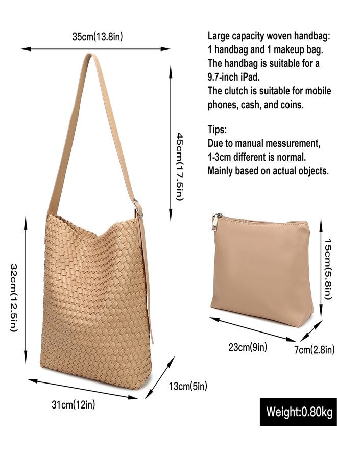 Queenoris Woven Shoulder Bag for Women, Vegan Leather Tote Bag Large Summer Beach Handmade Satchel Travel Handbag - Image 3