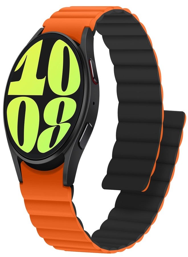 Anlinser Magnetic Bands Compatible with Samsung Galaxy Watch 7/6/5/4/FE Band 44mm 40mm, Galaxy Watch 6 Classic 47mm 43mm/5 Pro 45mm, Waterproof Sport Strap for Women Men, Orange/Black - Image 1
