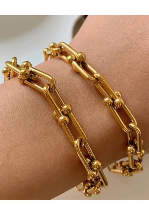 Gold plated stainless steel fixed color bracelet