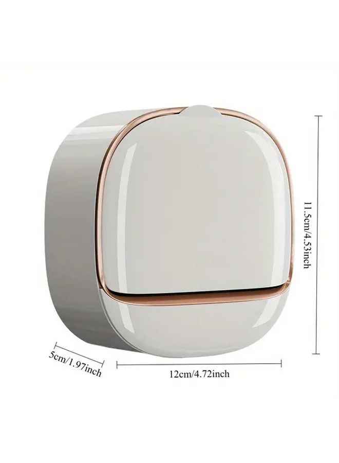 White No Drill Wall Mount Soap Holder With Drainage Plastic Bathroom Organizer - Image 5
