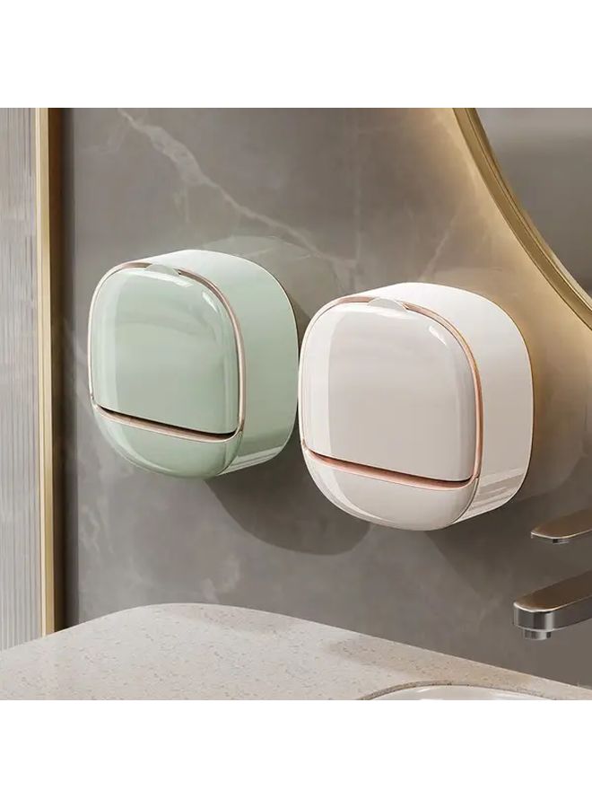White No Drill Wall Mount Soap Holder With Drainage Plastic Bathroom Organizer - Image 3