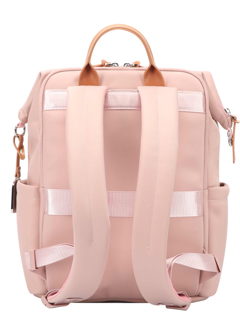 BOPAI Professional Lady Water Resistant  Backpack - Premium Laptop Carry Bag for Business and Travel with Luggage Strap -BO-LB791-Pink - Image 4