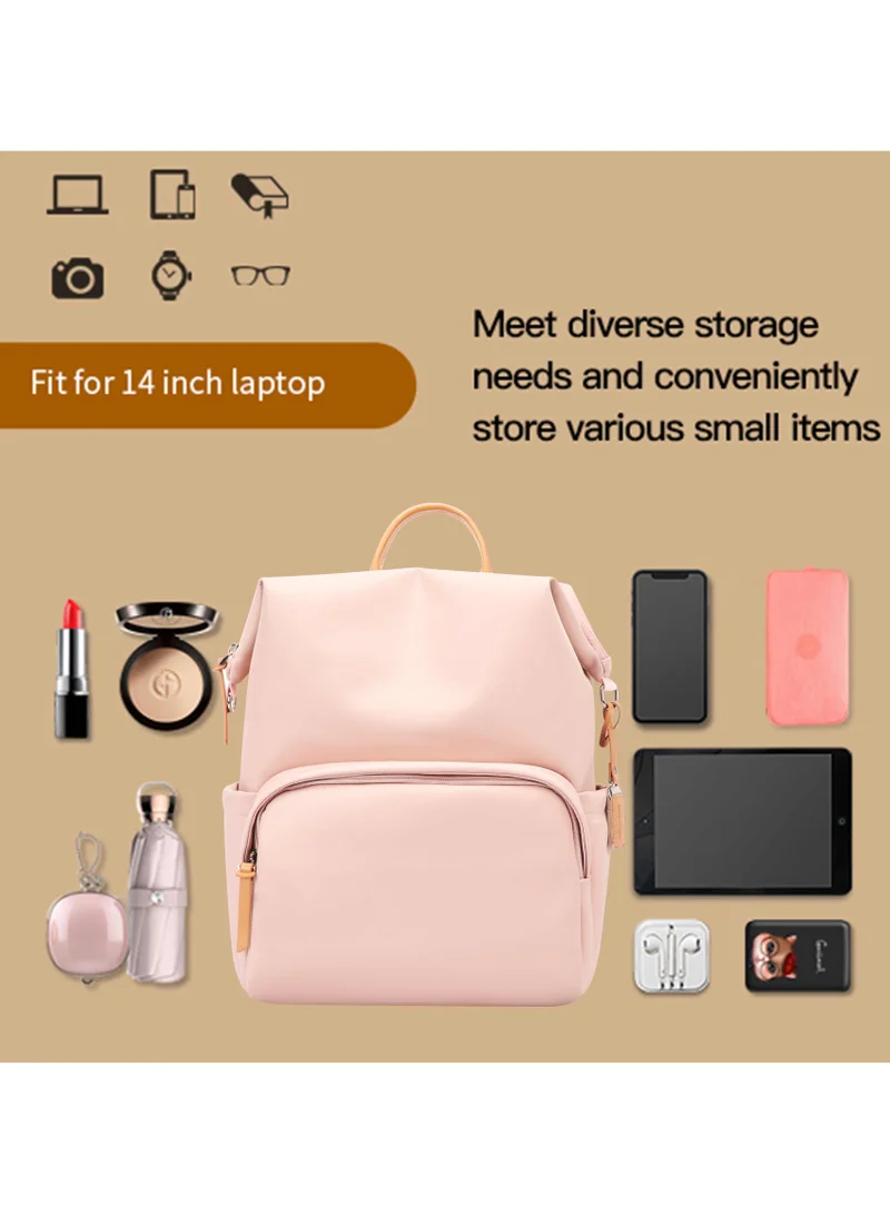 Bopai  Premium Durable Lightweight Ladies Laptop Backpack Water Resistant Synthetic Leather Daypack for Casual/Office/School/College, BO-LB791, Pink for Women | Best Price UAE