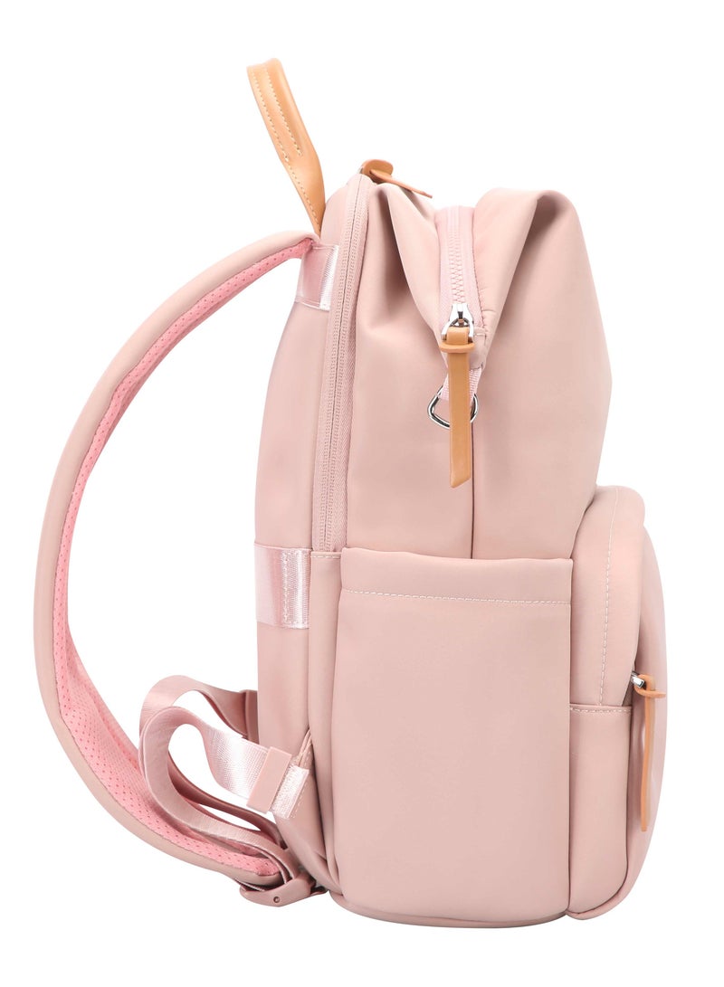 BOPAI Professional Lady Water Resistant  Backpack - Premium Laptop Carry Bag for Business and Travel with Luggage Strap -BO-LB791-Pink - Image 3