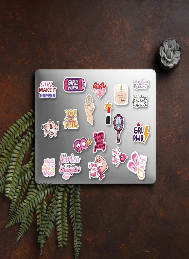 D2C Vinyl Glitter Girl Power Motivational Stickers Pack of 77 Random Shapes 2 Inches Women Empowerment Quotes Decorative Sparkle Decals for Laptop Water Bottle Mobile - Image 3