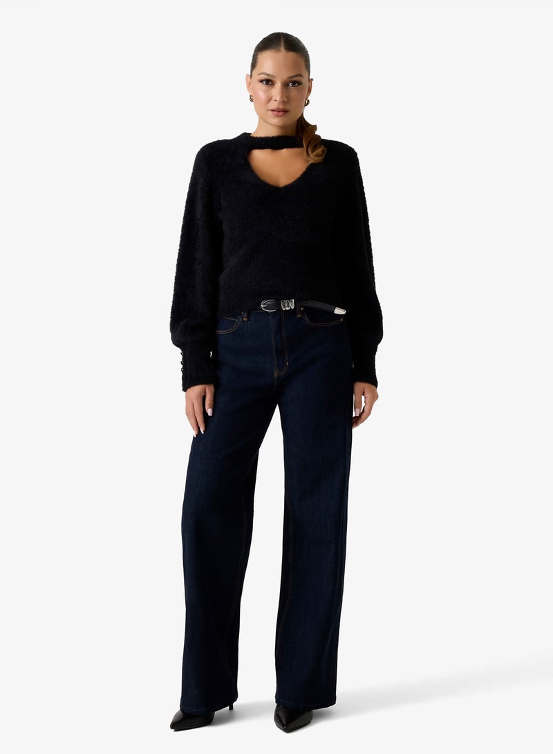 GUESS Long Sleeve Yuki Fuz Cut-Out Sweater - Image 4