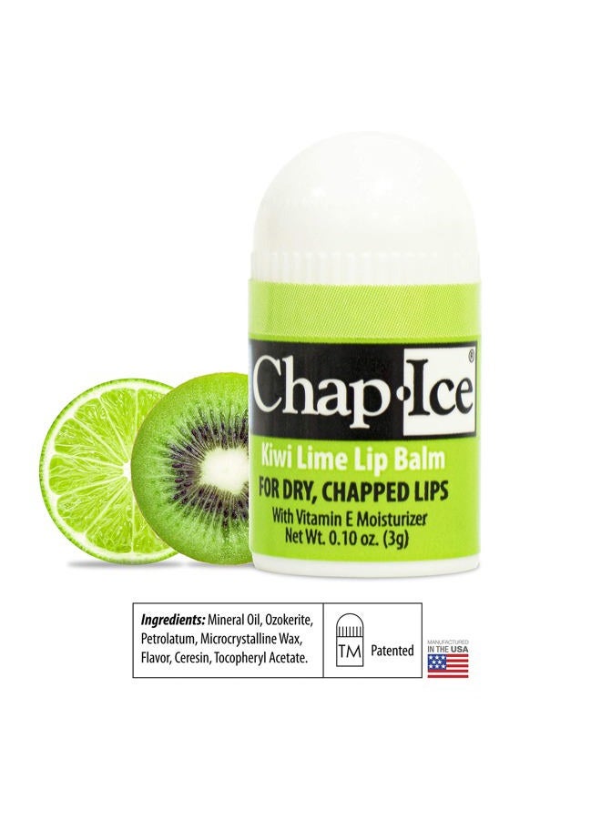 Chap Ice شامب-آيس® | بلسم شفاه صغير بنكهة الكيوي والليمون | عبوة بلسم شفاه تحتوي على 12 قطعة مدعمة بفيتامين E للشفاه الجافة والمتشققة | صنع في الولايات المتحدة الأمريكية | 12 قطعة بلسم شفاه صغير بنكهة الكيوي والليمون (0.10 أونصة/3 جرام لكل واحدة) - Image 2