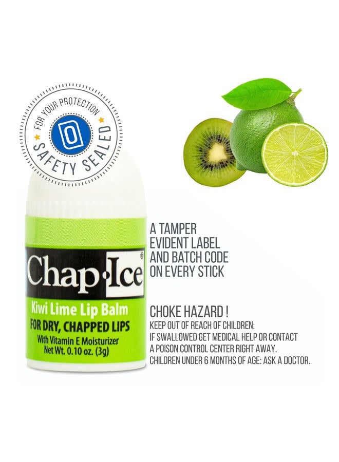 Chap Ice شامب-آيس® | بلسم شفاه صغير بنكهة الكيوي والليمون | عبوة بلسم شفاه تحتوي على 12 قطعة مدعمة بفيتامين E للشفاه الجافة والمتشققة | صنع في الولايات المتحدة الأمريكية | 12 قطعة بلسم شفاه صغير بنكهة الكيوي والليمون (0.10 أونصة/3 جرام لكل واحدة) - Image 4