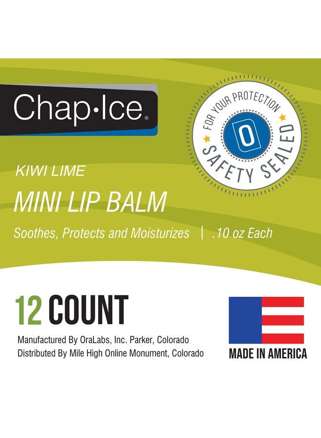 Chap Ice شامب-آيس® | بلسم شفاه صغير بنكهة الكيوي والليمون | عبوة بلسم شفاه تحتوي على 12 قطعة مدعمة بفيتامين E للشفاه الجافة والمتشققة | صنع في الولايات المتحدة الأمريكية | 12 قطعة بلسم شفاه صغير بنكهة الكيوي والليمون (0.10 أونصة/3 جرام لكل واحدة) - Image 5