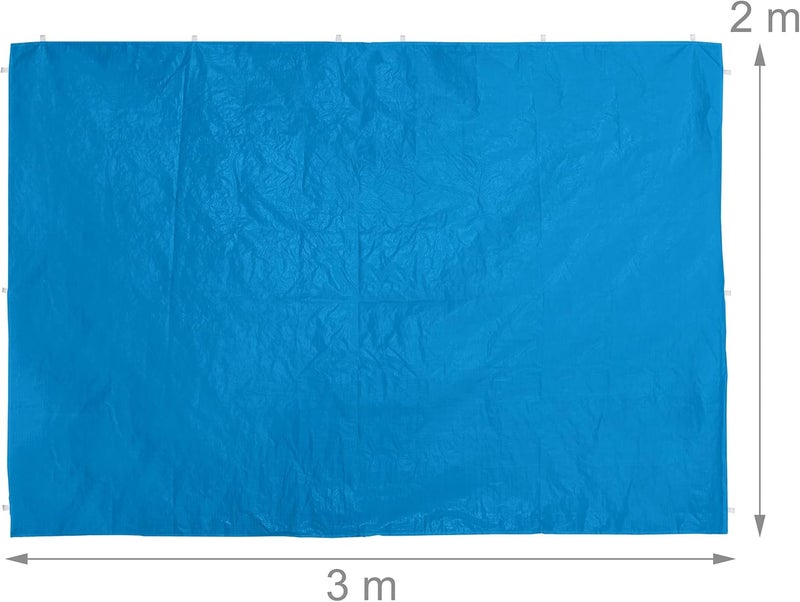 Relaxdays Side Panels, Set of 2, Side Wall for 3 x 2 m Gazebos, Waterproof, Without Windows, Plastic, Blue - Image 4