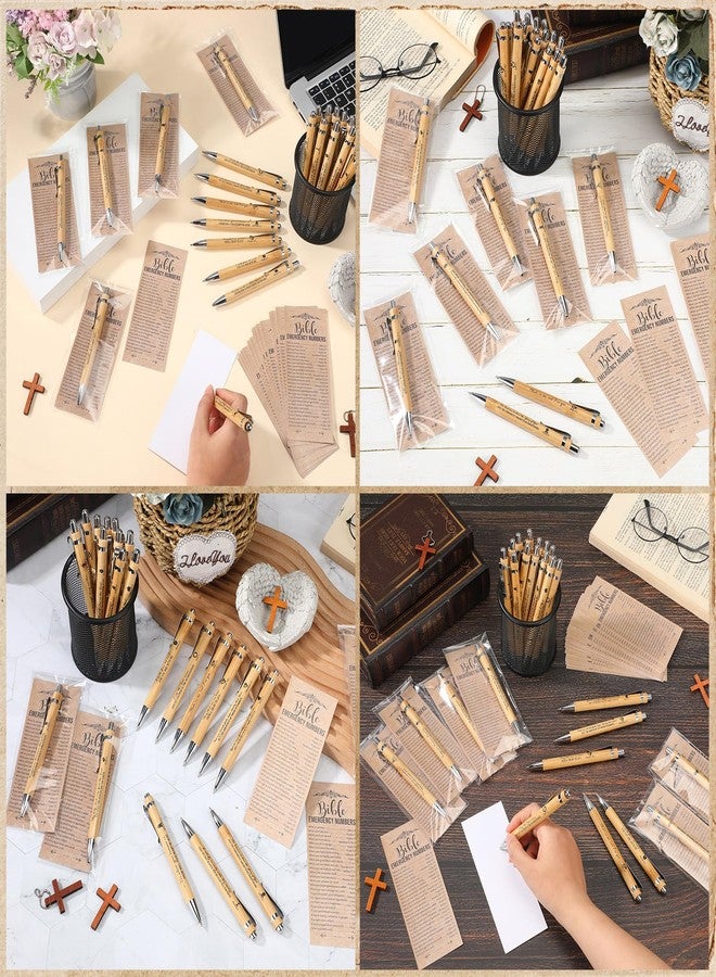 Feifeiya 50 Sets Christian Bookmarks Gifts 2'' x 6'' Emergency Numbers Scripture Bookmarks and Bible Verse Pens Bulk Religious Easter Gifts for Church Clergy Team Coworkers Volunteers - Image 4
