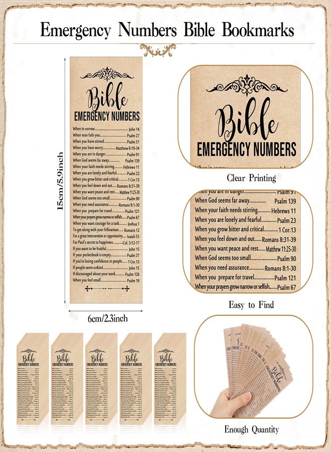 Feifeiya 50 Sets Christian Bookmarks Gifts 2'' x 6'' Emergency Numbers Scripture Bookmarks and Bible Verse Pens Bulk Religious Easter Gifts for Church Clergy Team Coworkers Volunteers - Image 3