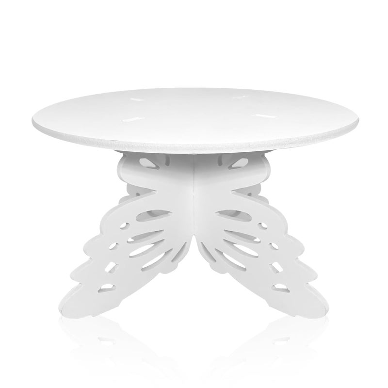 AOCEAN 12 Inch Butterfly Cake Stand, White Butterfly PVC Cake Holder for Birthday Wedding Party, Round Cake Stand for Dessert Table - Image 2