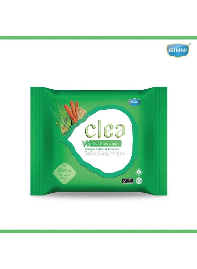 CLEA مناديل مبللة منعشة للوجه من كليا خوس والأوكالبتوس - تبريد، تجديد، تتحكم في العرق، غنية بمضادات الأكسدة، تحافظ على نضارة البشرة - عبوة من 2 (25 منديل لكل منها، حجم منديل كبير: 200 مم × 200 مم) - Image 2
