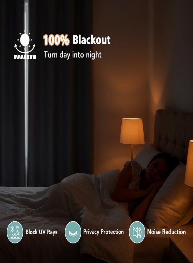 BONZER ستائر بونزر المعتمة بنسبة 100%، طولها 84 بوصة - 4 ألواح، عازلة للحرارة، تحجب الضوء، ستارة ذات طبقة واحدة بحلقات معدنية وظهر أسود مغلف، مناسبة لغرفة النوم/غرفة المعيشة، أسود - Image 2