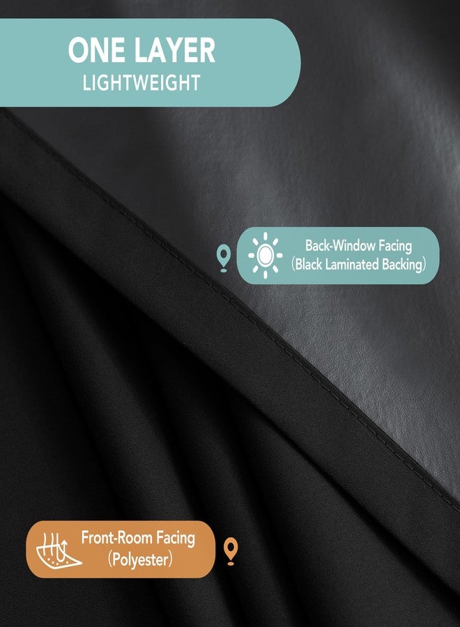 BONZER ستائر بونزر المعتمة بنسبة 100%، طولها 84 بوصة - 4 ألواح، عازلة للحرارة، تحجب الضوء، ستارة ذات طبقة واحدة بحلقات معدنية وظهر أسود مغلف، مناسبة لغرفة النوم/غرفة المعيشة، أسود - Image 3
