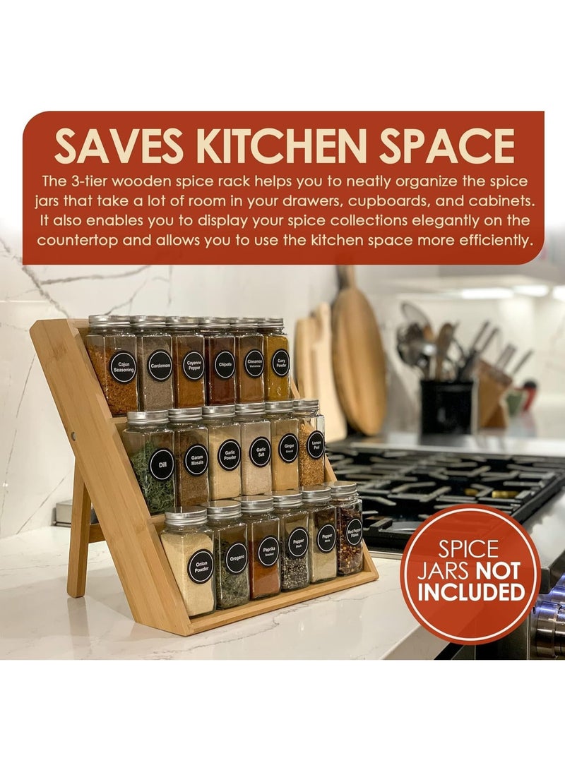 سلم توابل خشب لتنظيم البهارات – منظم مطبخ أنيق بدون برطمانات - Image 3